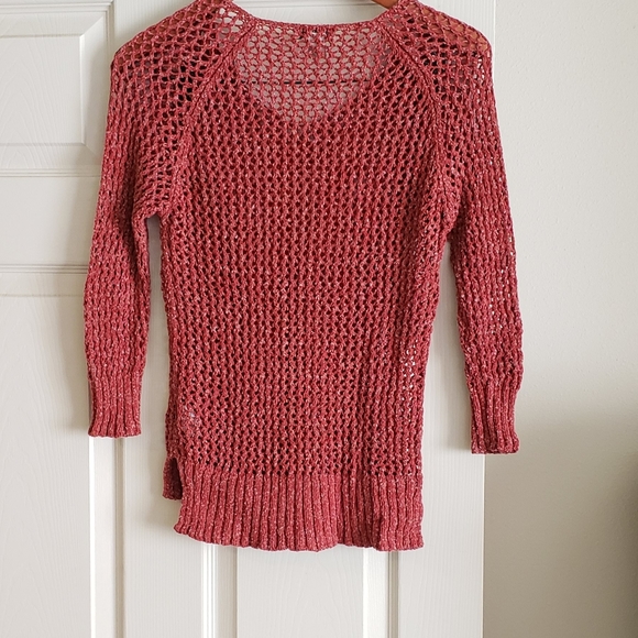 Lucky Brand XS Crochet Knit Sweater Top Excellent - Picture 5 of 6